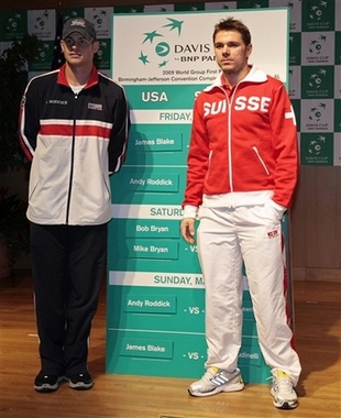 Andy Roddick of the USA, Stanislas Wawrinka of Switzerland, Davis Cup, Lawn Tennis Magazine